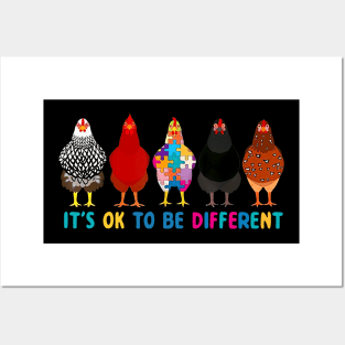 Chickens It's OK To Be Different Autism Awareness Posters and Art